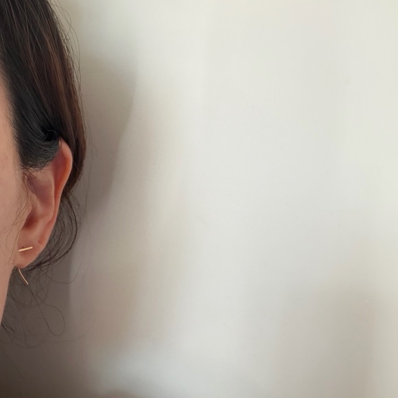 kathleen whitaker hanging staple loop earrings gold - Picture 7 of 7